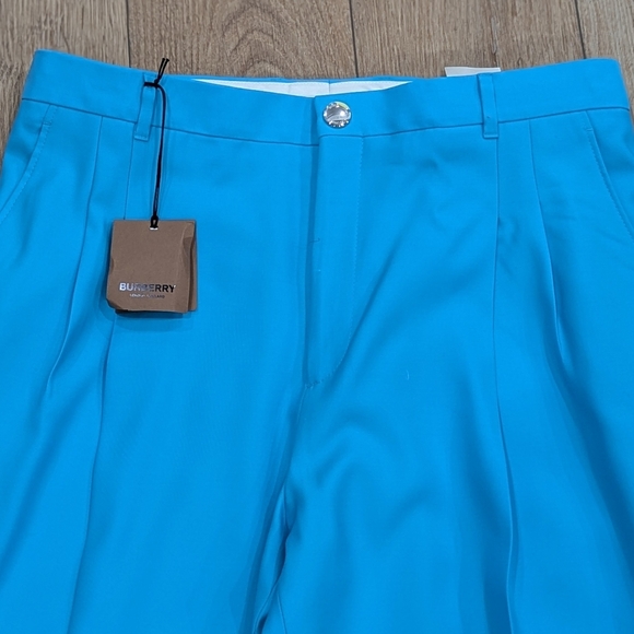 $1250 Mens Burberry Tailored Wool Trousers Pants Bright Opal Blue 54 US 38 - Picture 2 of 10